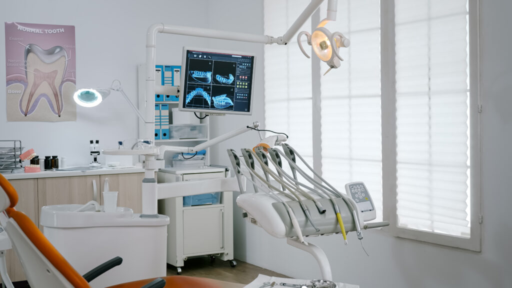 Interior empty modern stomatology orthodontic hospital bright office